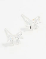 Sterling Silver Cubic Zirconia Clean Bow Stud Earrings