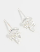 Sterling Silver Cubic Zirconia Evil Eye Drop Stud Earrings