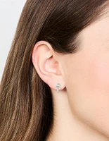Sterling Silver Cubic Zirconia Evil Eye Drop Stud Earrings