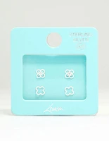 Sterling Silver Cubic Zirconia Flower Stud Earrings 2-Pack