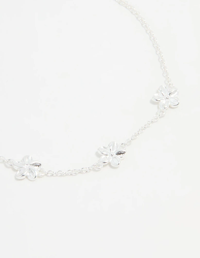 Sterling Silver Flower Trio Bracelet