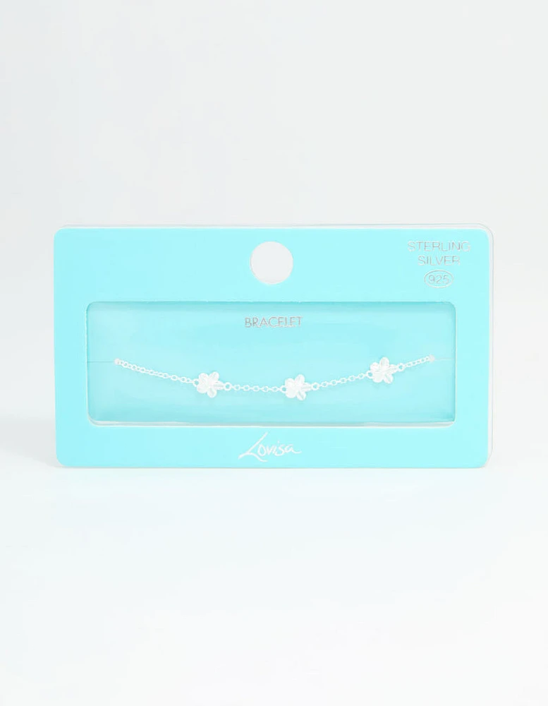 Sterling Silver Flower Trio Bracelet
