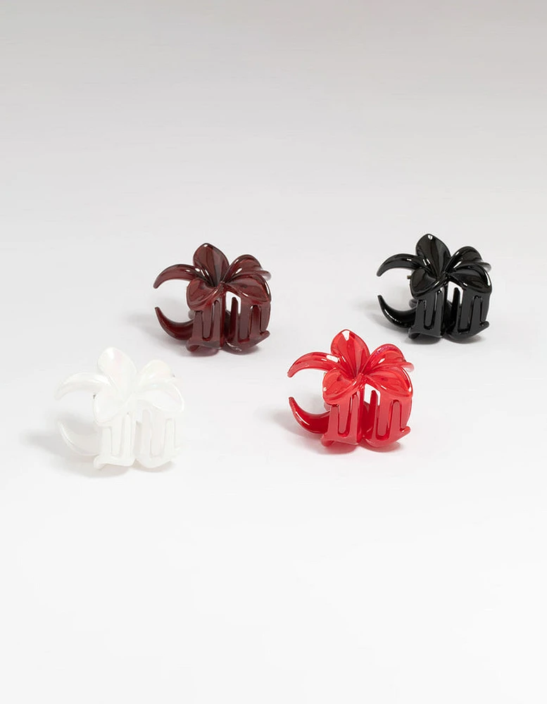 Multicoloured Mini Frangipani Claw Clips 4-Pack