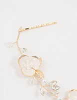 Gold Painted Flower Drop Earrings