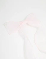 Pink Organza Fabric Curl Bow Hair Clip