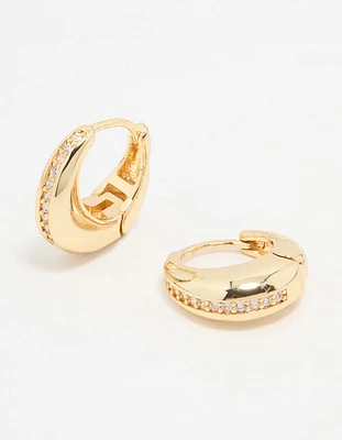 Gold Plated Cubic Zirconia Teardrop Hoop Earrings