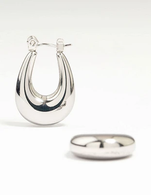 Waterproof Stainless Steel Half Hoop Earrings