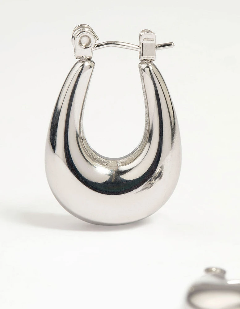 Waterproof Stainless Steel Half Hoop Earrings