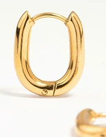 Waterproof Gold Plated Stainless Steel Medium Hoop Earrings