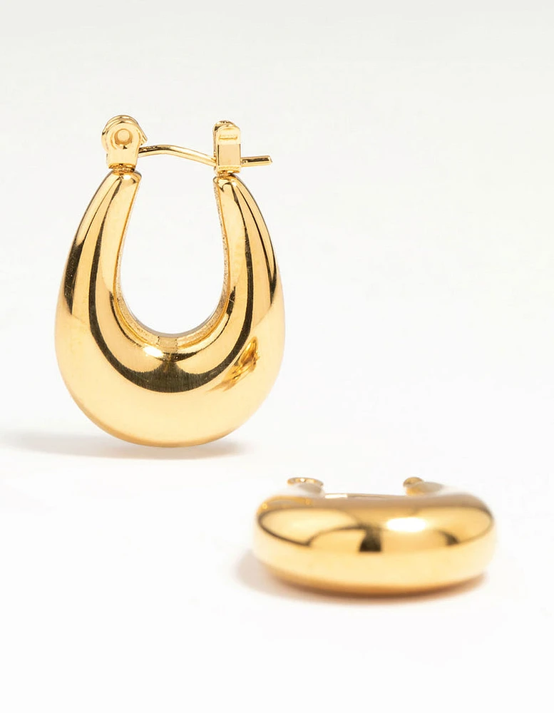 Waterproof Gold Plated Stainless Steel Half Hoop Earrings