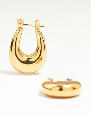 Waterproof Gold Plated Stainless Steel Half Hoop Earrings