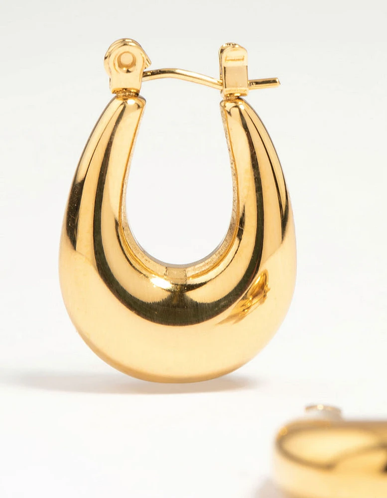 Waterproof Gold Plated Stainless Steel Half Hoop Earrings