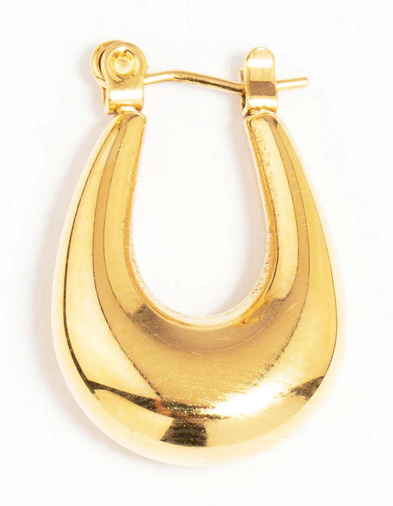 Waterproof Gold Plated Stainless Steel Half Hoop Earrings