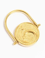 Waterproof Gold Plated Stainless Steel Sun Coin Signet Ring