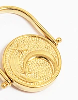 Waterproof Gold Plated Stainless Steel Sun Coin Signet Ring