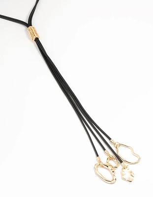 Black Cord & Gold Tassel Necklace