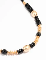 Gold & Black Beaded Layered Necklace