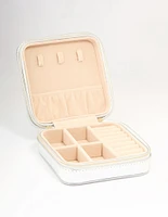 Silver PU Leather Large Square Jewellery Case
