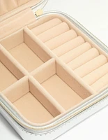 Silver PU Leather Large Square Jewellery Case