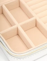 Silver PU Leather Large Square Jewellery Case