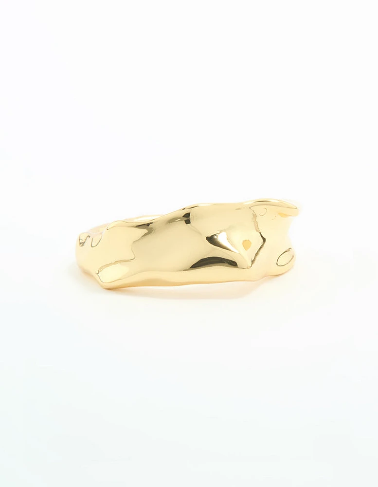 Gold Plated Textured Band Ring