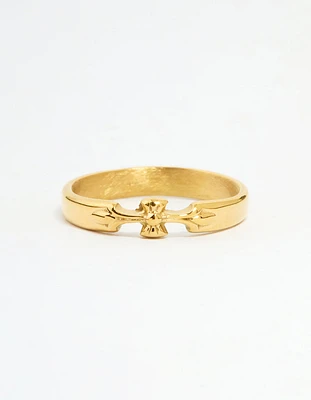 Waterproof Gold Plated Stainless Steel Dainty Bow Band Ring