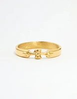 Waterproof Gold Plated Stainless Steel Dainty Bow Band Ring