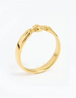 Waterproof Gold Plated Stainless Steel Dainty Bow Band Ring