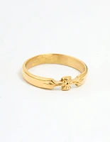 Waterproof Gold Plated Stainless Steel Dainty Bow Band Ring