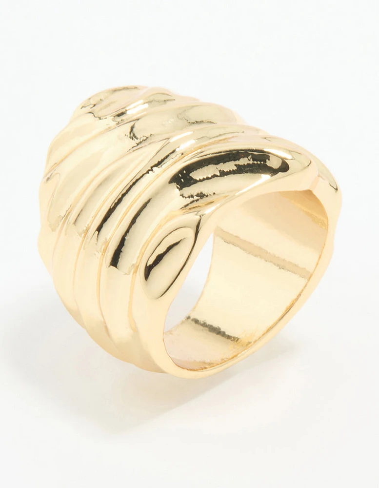 Gold Plated Molten Face Ring