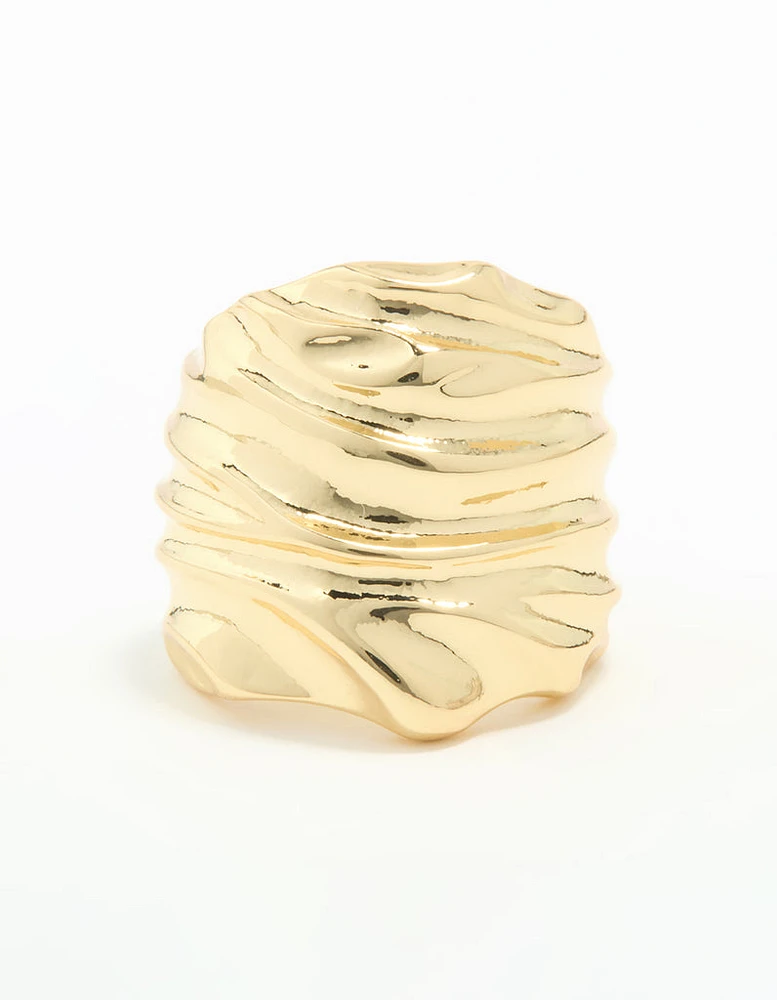 Gold Plated Molten Face Ring