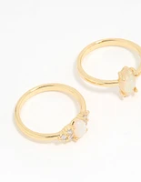 Gold Plated Cubic Zirconia Marquise Stacking Rings 3-Pack