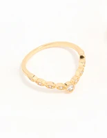Gold Plated Cubic Zirconia Pear & Dainty Pointed Stacking Rings 2-Pack