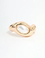 Gold Pearl Molten Circle Ring