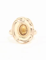 Gold Oval Statement Stone Ring