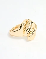 Gold Plated Twisted Oval Ring