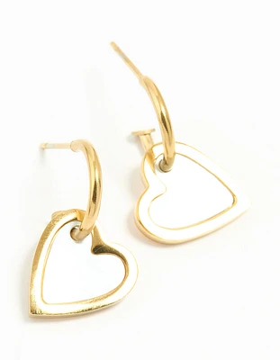 Waterproof Gold Plated Stainless Steel Lovely Heart Earrings