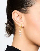 Waterproof Gold Plated Stainless Steel Cubic Zirconia Droplet Huggie Earrings
