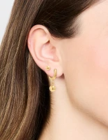 Waterproof Gold Plated Stainless Steel Ball Earrings 2-Pack
