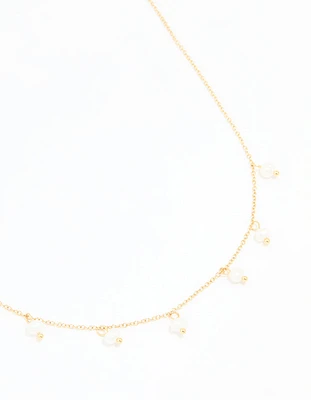 Waterproof Gold Plated Stainless Steel Pearl Charms Necklace