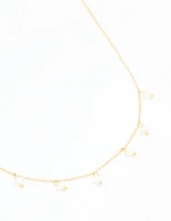 Waterproof Gold Plated Stainless Steel Pearl Charms Necklace
