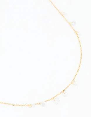 Waterproof Gold Plated Stainless Steel Cubic Zirconia Charms Necklace