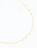 Waterproof Gold Plated Stainless Steel Cubic Zirconia Charms Necklace