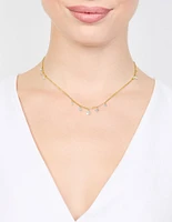 Waterproof Gold Plated Stainless Steel Cubic Zirconia Charms Necklace
