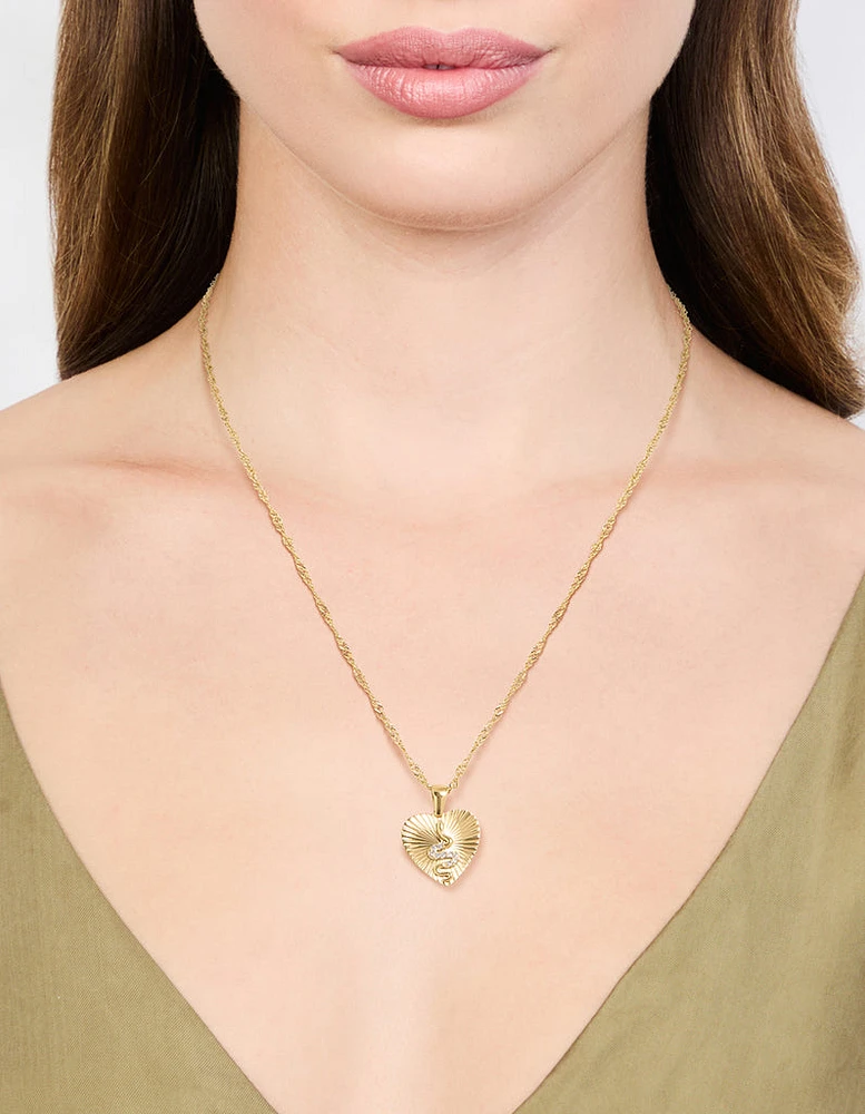 Waterproof Gold Plated Stainless Steel Snake Heart Necklace