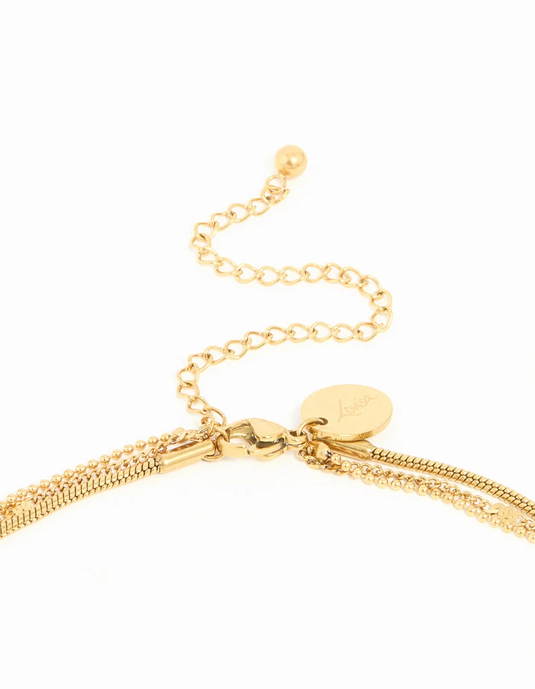 Waterproof Gold Plated Stainless Steel Cross Layered Necklace