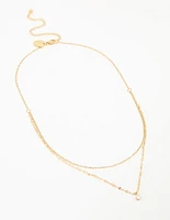 Waterproof Gold Plated Stainless Steel Cubic Zirconia Dainty Layered Necklace