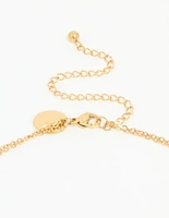 Waterproof Gold Plated Stainless Steel Diamante Pendant Layered Necklace