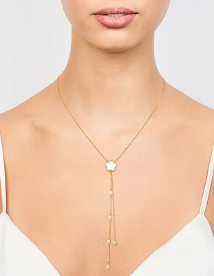 Waterproof Gold Plated Stainless Steel Floral Petal Y-Necklace