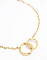 Waterproof Gold Plated Stainless Steel Double Ring Bracelet